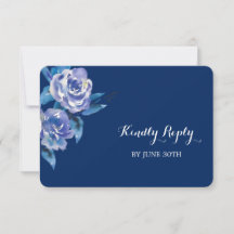 Blue Silver Rose Wedding RSVP