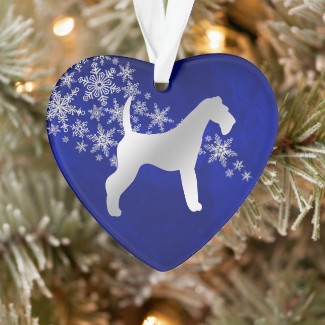 Blue Silver Snowflake Airedale Terrier Ornament (Baum)