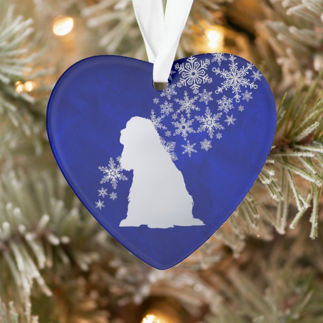 Blue Silver Snowflake American Cocker Spaniel Dog Ornament (Baum)