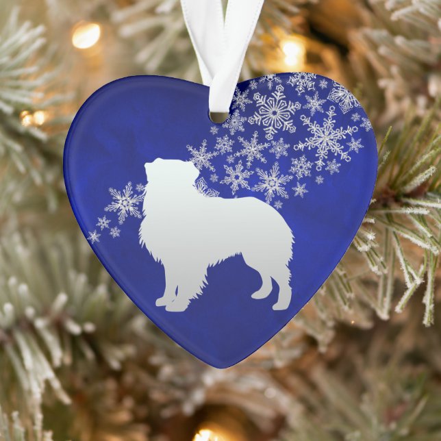 Blue Silver Snowflake Australian Shepherd Ornament (Baum)