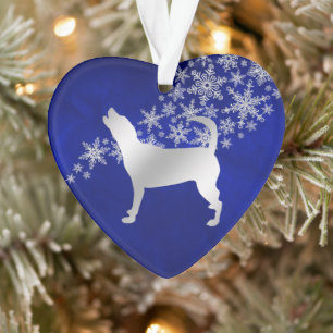 Blue Silver Snowflake Beagle Hound Hund Ornament
