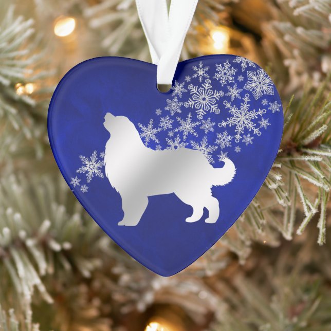 Blue Silver Snowflake Bernese Mountain Dog Ornament (Baum)