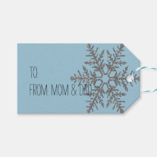 Blue Silver Snowflake Glitzer Bling Geschenkanhänger