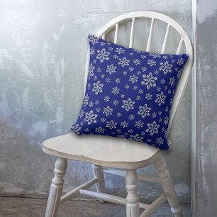 Blue Silver Snowflake Kissen