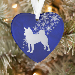 Blue Silver Snowflake Norwegischer Elkhound Hund Ornament