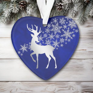 Blue Silver Snowflake Rentier Ornament