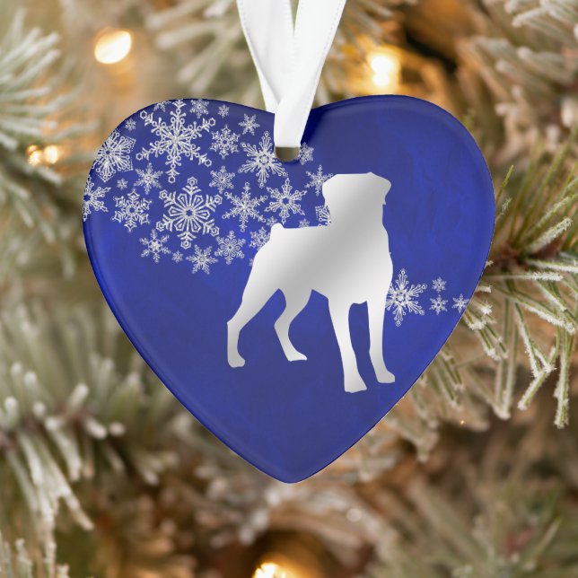Blue Silver Snowflake Rottweiler Ornament (Baum)