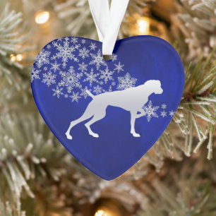 Blue Silver Snowflake Weimaraner Hund Ornament
