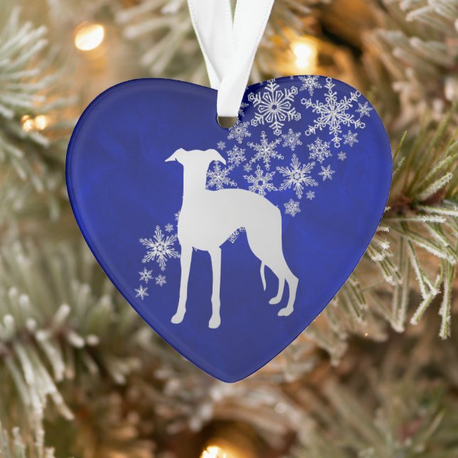 Blue Silver Snowflake Whippet Ornament (Baum)
