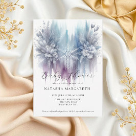 Blue Silver Snowflake Winter Baby Dusche Elegant Einladung