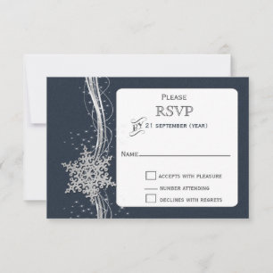 Blue Silver Snowflakes Mariage d'hiver RSVP