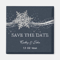 Blue Silver Snowflakes Winter save the Date