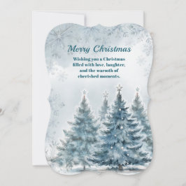 Blue Silver Snowy Winter Wonderland Baum Weihnacht Karte