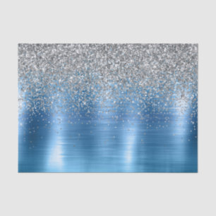Blue Silver Sparkle Glitzer Seidenpapier