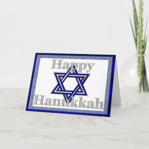 Blue/Silver Star der David Happy Hanukkah Card Feiertagskarte