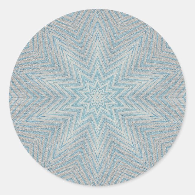 Blue Silver Star Pattern Kaleidoskop Sticker (Vorderseite)