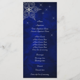Blue Silver Star Snowflake Wedelmenu Rack Card Menükarte