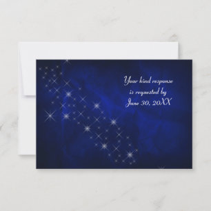 Blue Silver Star Wedding RSVP Karte