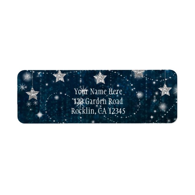 Blue & Silver Starry Celestie Einladung (Vorne)