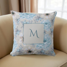 Blue Silver Watercolor Floral Script