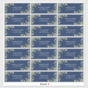 Blue Silver Winter Wedding Guest Address Aufkleber