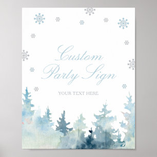 Blue & Silver Winter Wonderland Custom Party Signi Poster