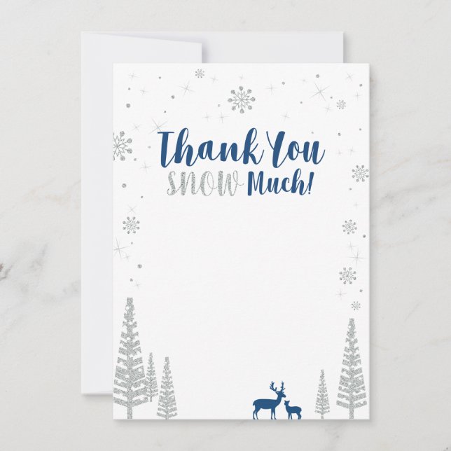 Blue & Silver Winter Wonderland Danke Karte (Vorderseite)