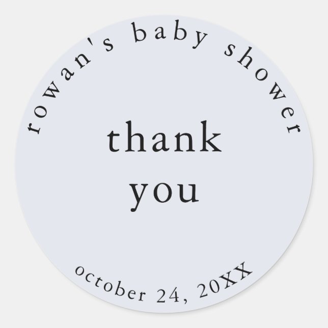Blue Simple Baby Dusche Vielen Dank Sticker (Vorderseite)