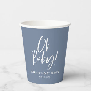 Blue Simple Calligraphy Gender Neutral Baby Shower Pappbecher