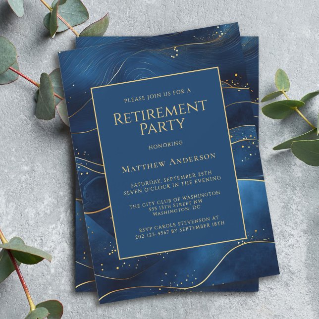 Blue Simple Elegance Retirement Party Einladung (Available in both printed and instant download digital formats.)