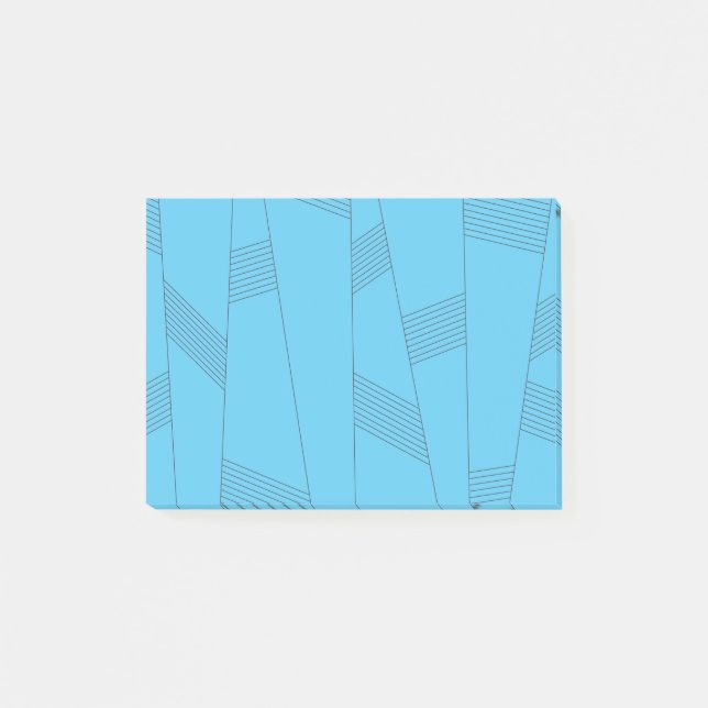 Blue, simple, elegant, abstract line pattern post-it klebezettel (Vorderseite)