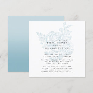 Blue Simple Floral Bridal Dusche Einladung