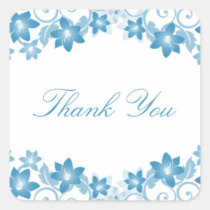 Blue Simple Floral Danke Stickers