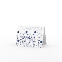 Blue Simple Floral Dot Modern Danke Karte