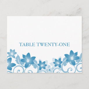 Blue Simple Floral Tischnummer Postcard