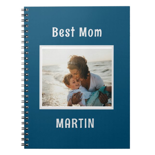 Blue simple Foto individuelle Name Notizblock (Vorderseite)