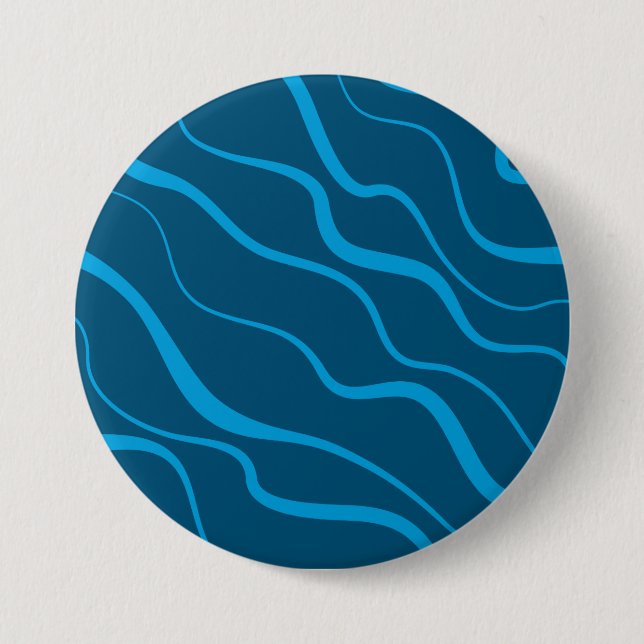 Blue, simple, modern, cool wave abstraction button (Vorderseite)