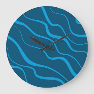 Blue, simple, modern, cool wave abstraction große wanduhr