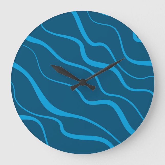 Blue, simple, modern, cool wave abstraction große wanduhr (Vorderseite)