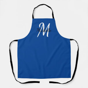 Blue Simple Monogram Classic Trendy Schürze