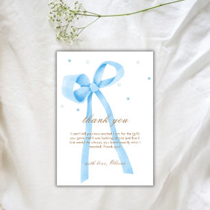 Blue Simple Polka Dot Bow Baby Dusche Dankeskarte