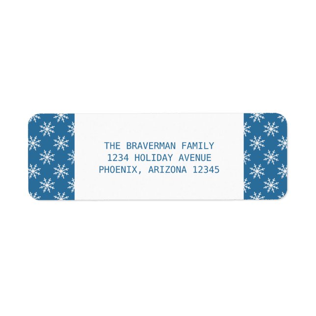 Blue Simple Snowflake Holiday Address Labels (Vorne)