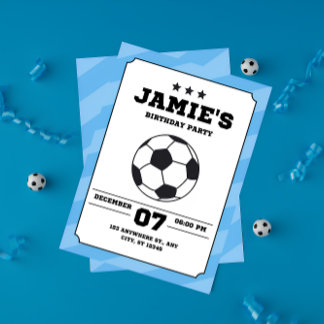 Blue Simple Soccer Kindergeburtstag Football Einladung