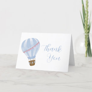 Blue Simple Star Hot Air Ballon Boy Baby Dusche Dankeskarte