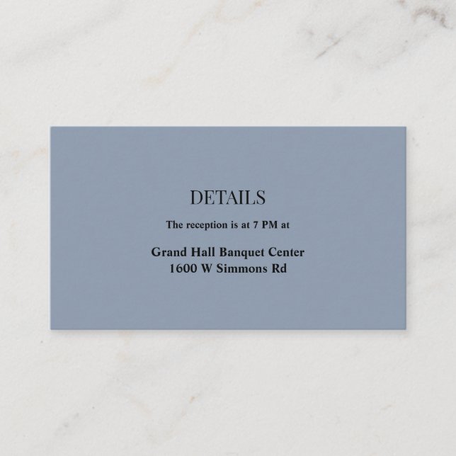 Blue Simple Wedding Details Enclosure Card Begleitkarte (Vorderseite)
