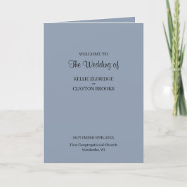 Blue Simple Wedding Folded Program Programm