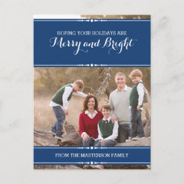 Blue Simply Chic Holiday Foto Postkarte