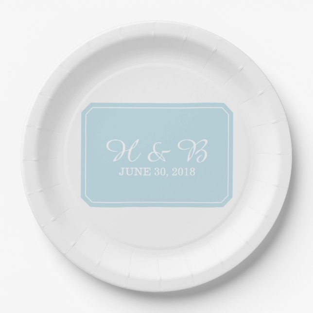 Blue Simply Elegant Wedding Pappteller (Vorderseite)