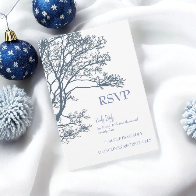 Blue Single Tree Boho Wedding RSVP Card (Von Creator hochgeladen)