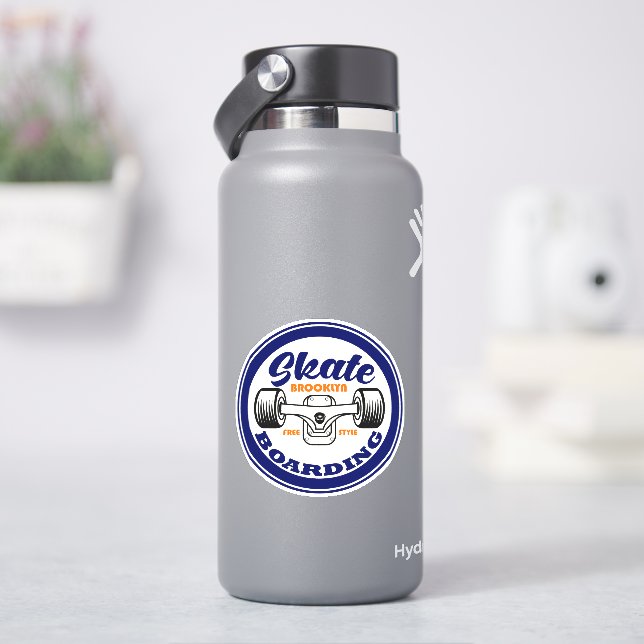 Blue Skate Boarding 4" Kiss Cut Vinyl Sticker (HydroFlask)